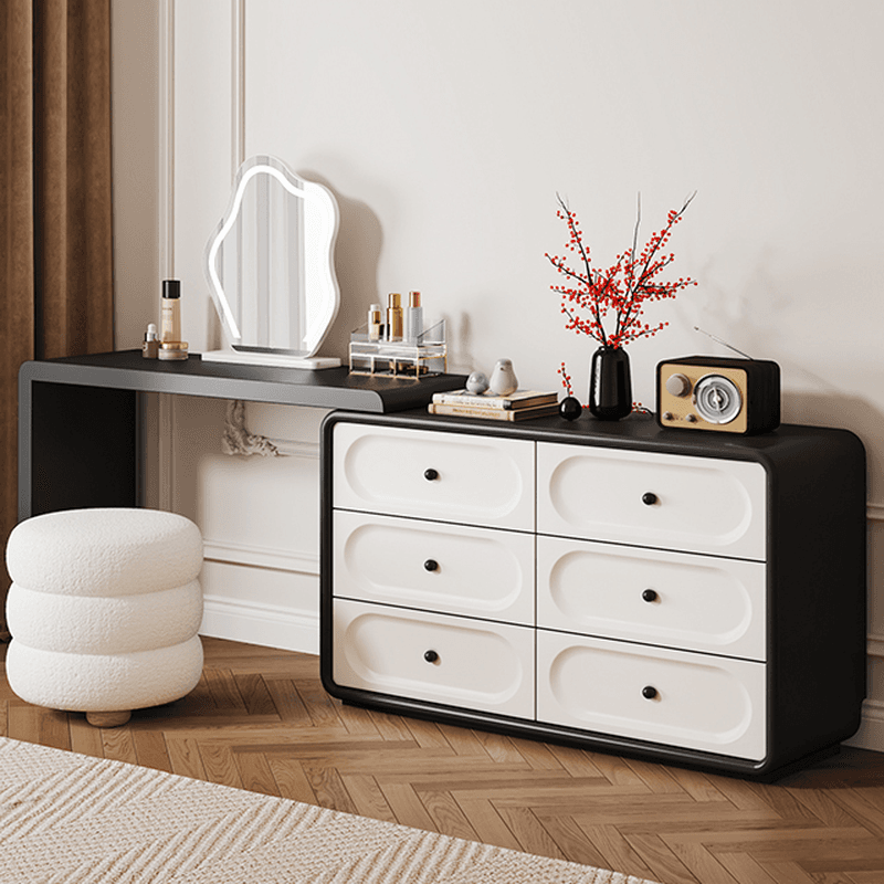 Midnight Black Sleeping Room Makeup Vanity with Scalable Telescopic and Push-Pull