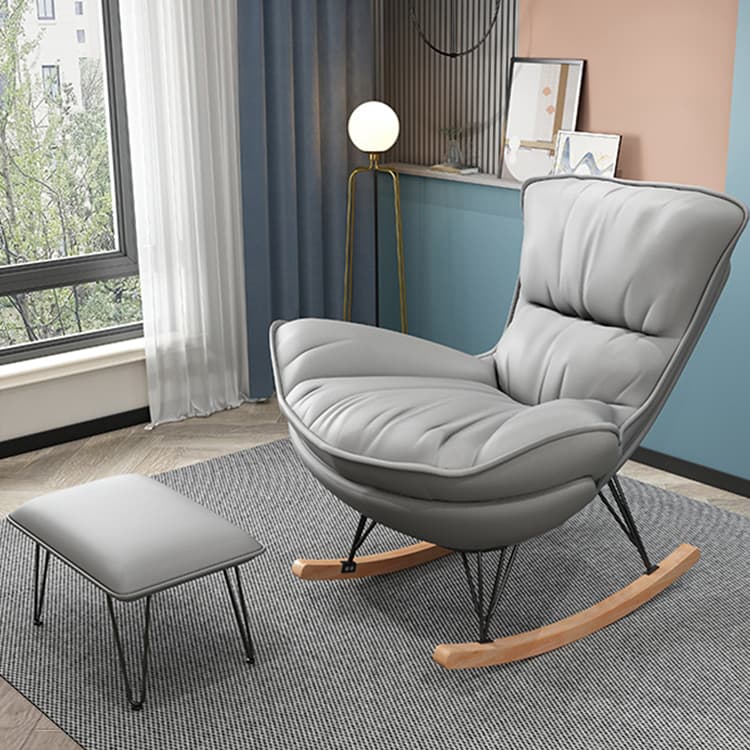 Indulgent Modern Upholstered Rocking Chair with Ottoman Perfect for Relaxation in Natural Wood Tone - image 12