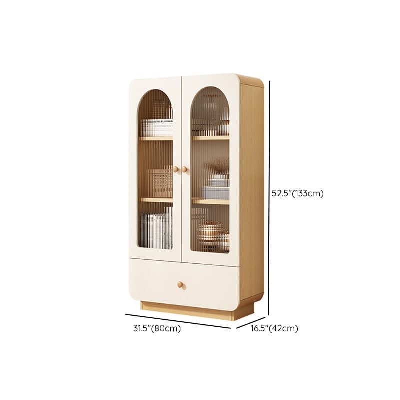 Modern White Lumber Narrow Sideboard with Single Drawer, 4 Shelves/Three Internal Shelves/Two Internal Shelves, Glass-panel Door - image 24