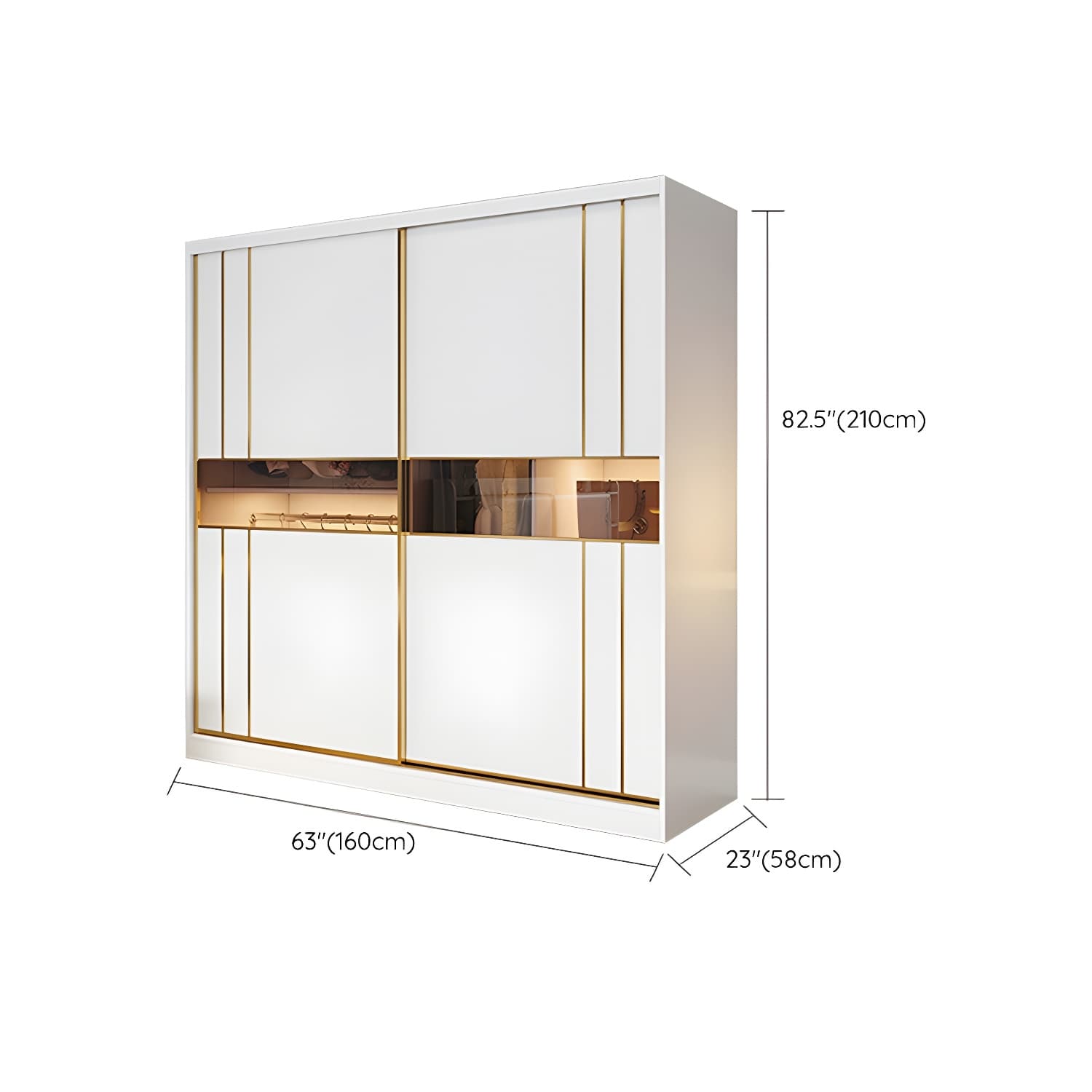 Modern White Wardrobe Armoire with Mirror, Drawers & Clothing Rod - image 15