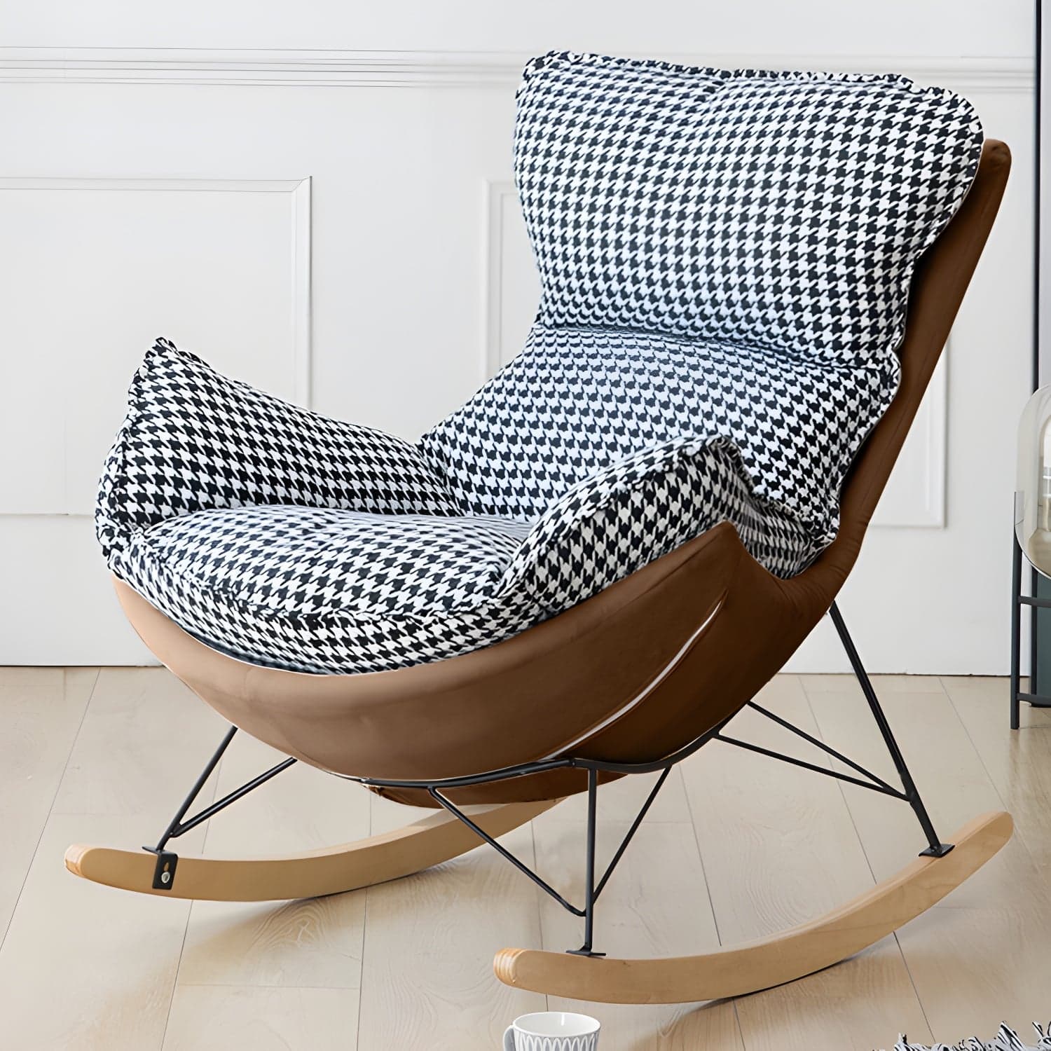 Stylish and Comfortable Modern Upholstered Rocking Chair with Removable Back Cushion - image 3