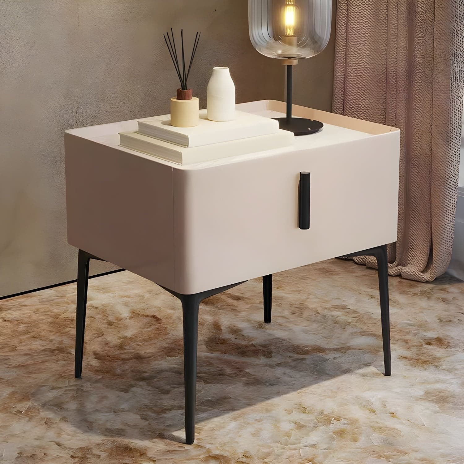 Contemporary 1 Drawer Accent Table Nightstand Antique Finish Bed Nightstand - image 5