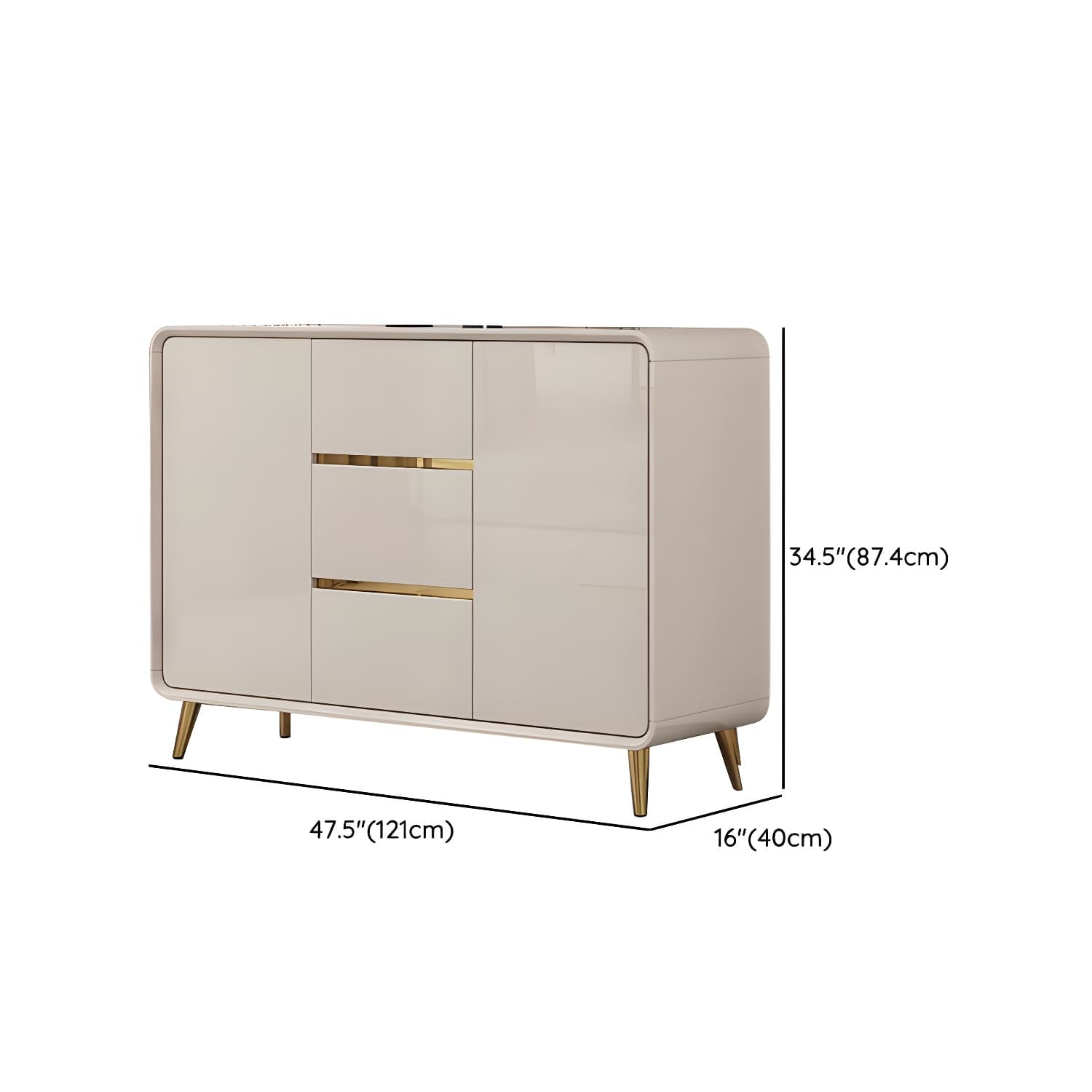 White Glam Sideboard Credenza with Adjustable Shelving and 3 Drawers - image 20