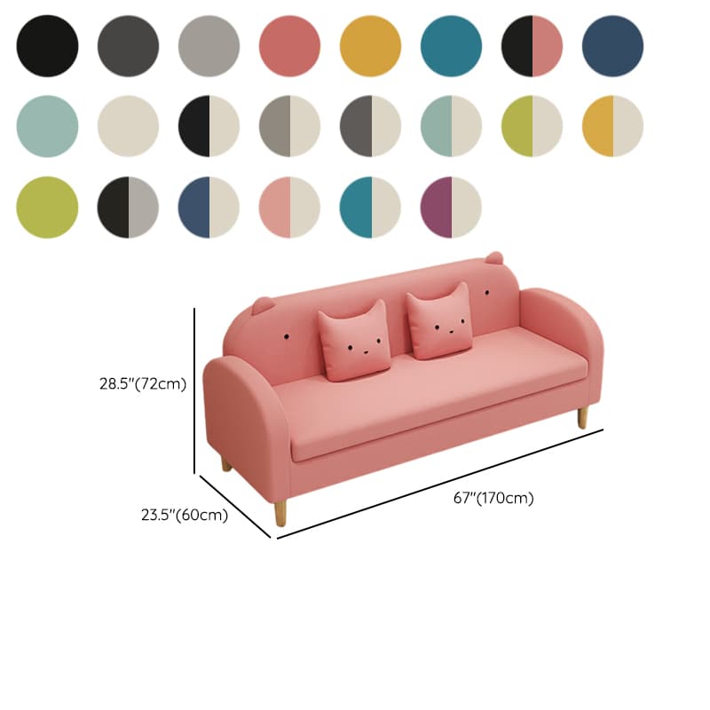 Art Deco Natural Wood Finish Framed Sofa Couch with Recessed Arm, Slipcover and 2 Pillows - image 34