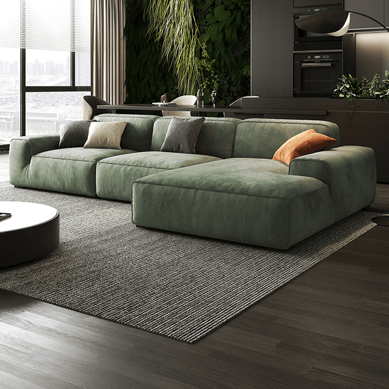 Living Room Use L-Shape/Straight Pine Green Right Hand Facing/Horizontal Sofa Chaise/Sofa with Concealed Support - image 3