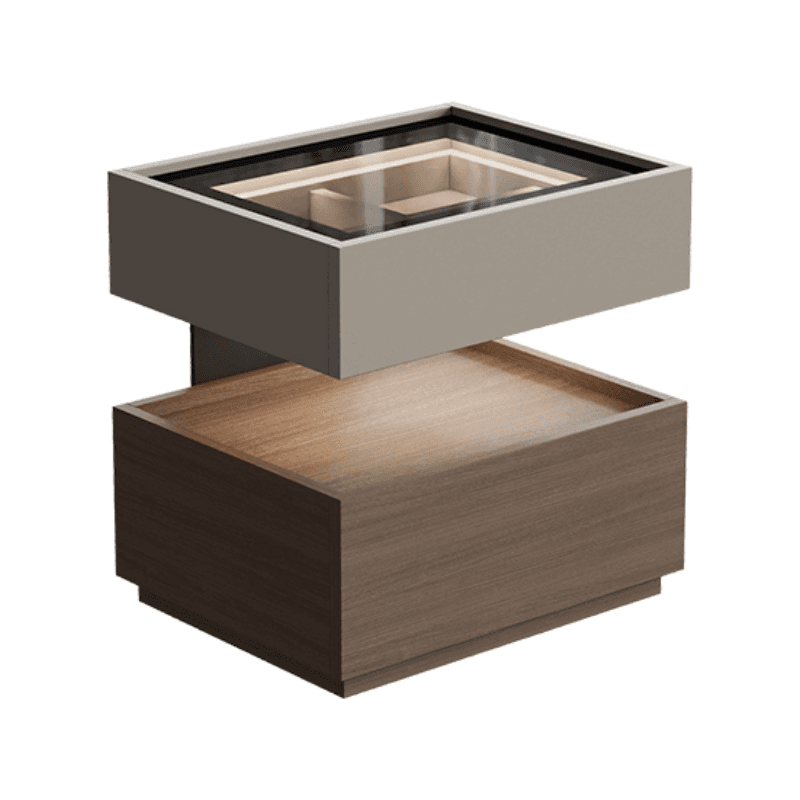 Organic Modern Nightstand With Drawer Organization with Glass Countertop and Illuminating Lighting - image 7