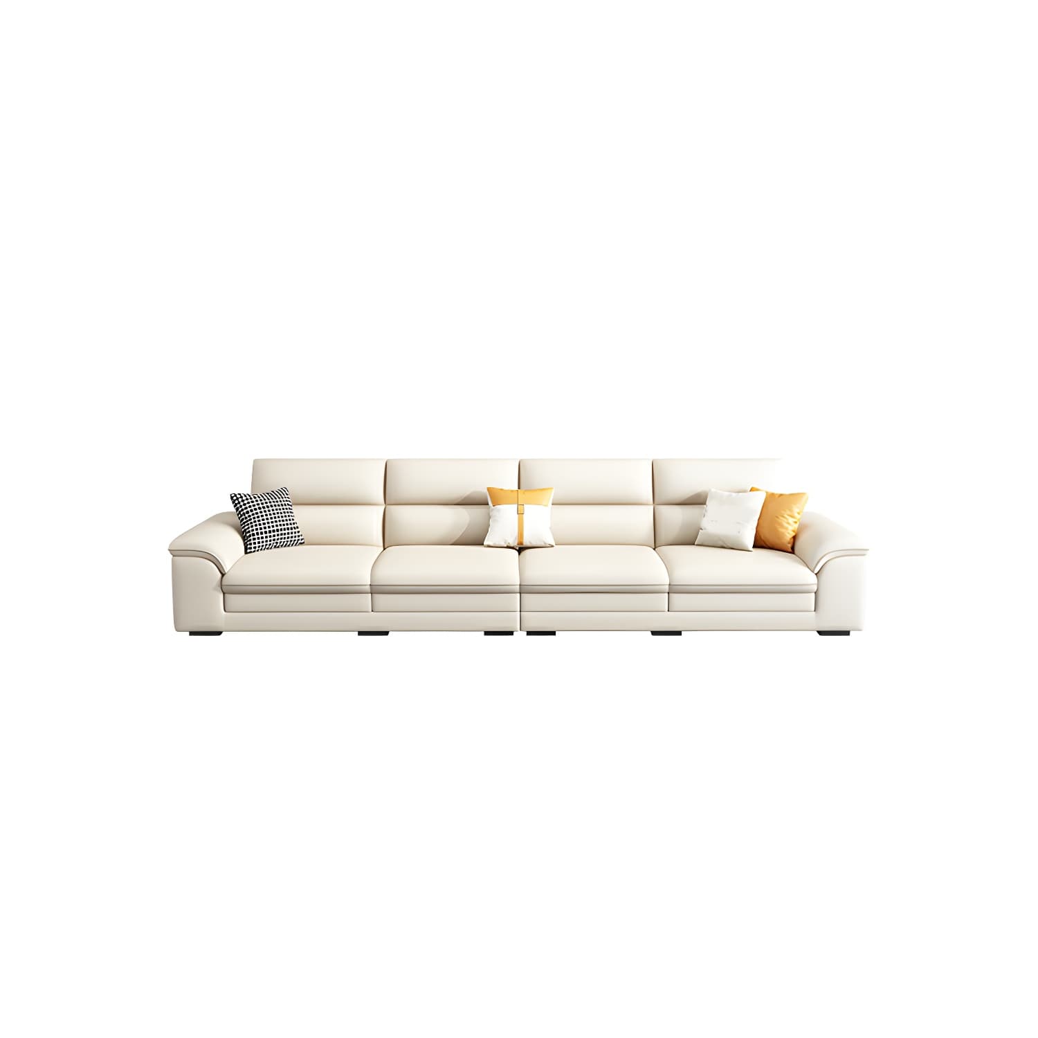 Modern Beige Stationary Sectional Sofa in Scratching Cloth with Wood Frame and Pillow Top Arms - image 5