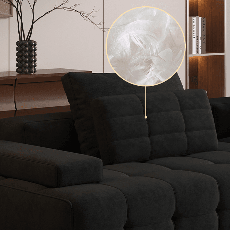 Cotton Midnight Black Standard/Single Sofa with Armrest and 4/3/1 Pillows