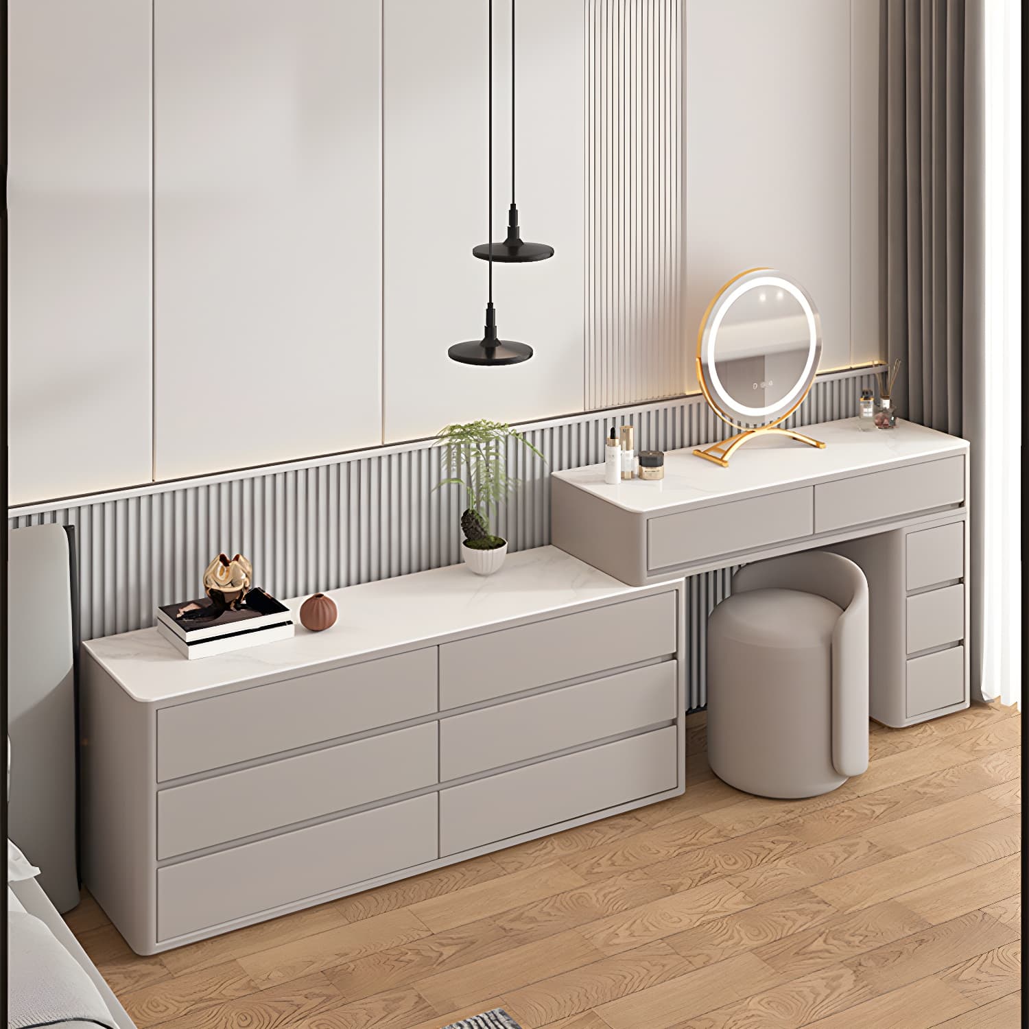 Large Wood Makeup Vanity with Stone Top and 11 Drawers - Organize Your Beauty Essentials - image 10