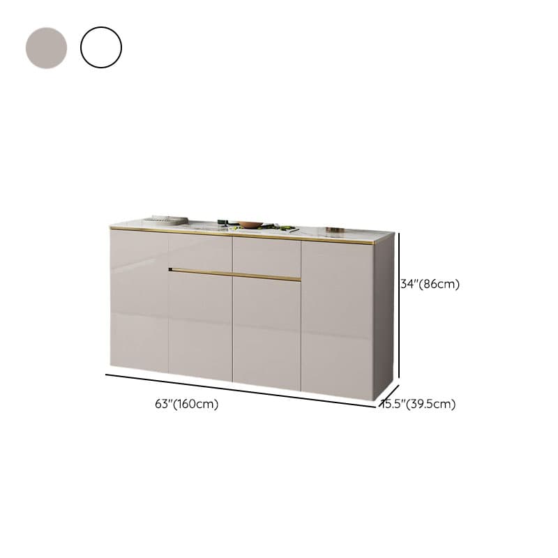 Elegant Standalone Sideboard with 5 Drawers, 5 Doors, and Faux Marble Countertop - image 12