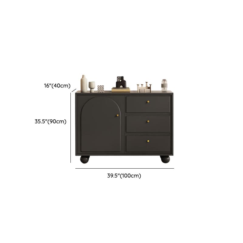 Midnight Black Modern Sideboard with 3 Drawers, Standard Size, 1 Shelf, Larder Storage, and 2 Doors - image 12