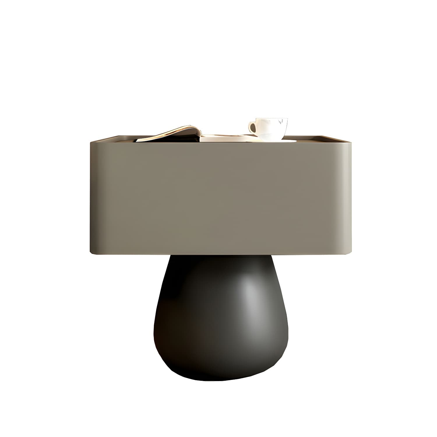 Modern Light Wood Drawer Nightstand with Faux Leather Countertop - image 14