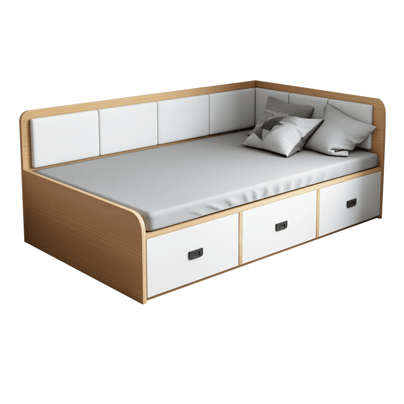 Solid Color Storage Included Bed with 3 Storage Boxes for Bedroom