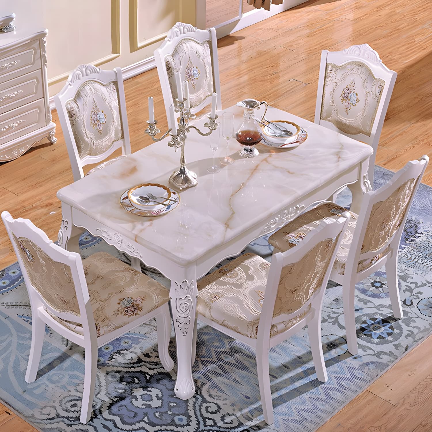 Victorian Style Wood Dining Set - Solid Wood Construction with Warranty - 5-Piece Set - image 8
