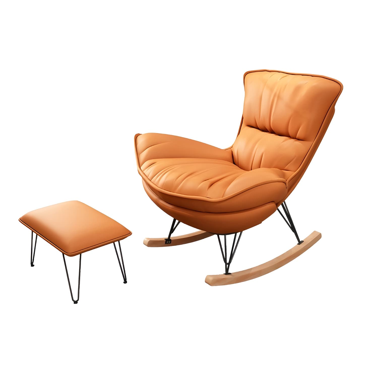 Modern Upholstered Rocker Chair Metal Frame Dirt Resistant Spindle Rocker Chair - image 16