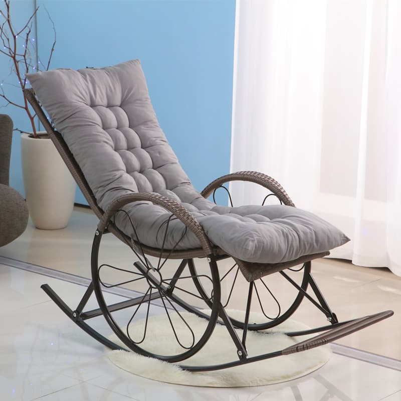 Old School Pecan/Light Green/Sand Cane Rocking Chair with Rear and Wagon Wheel Shaped Arms - image 5