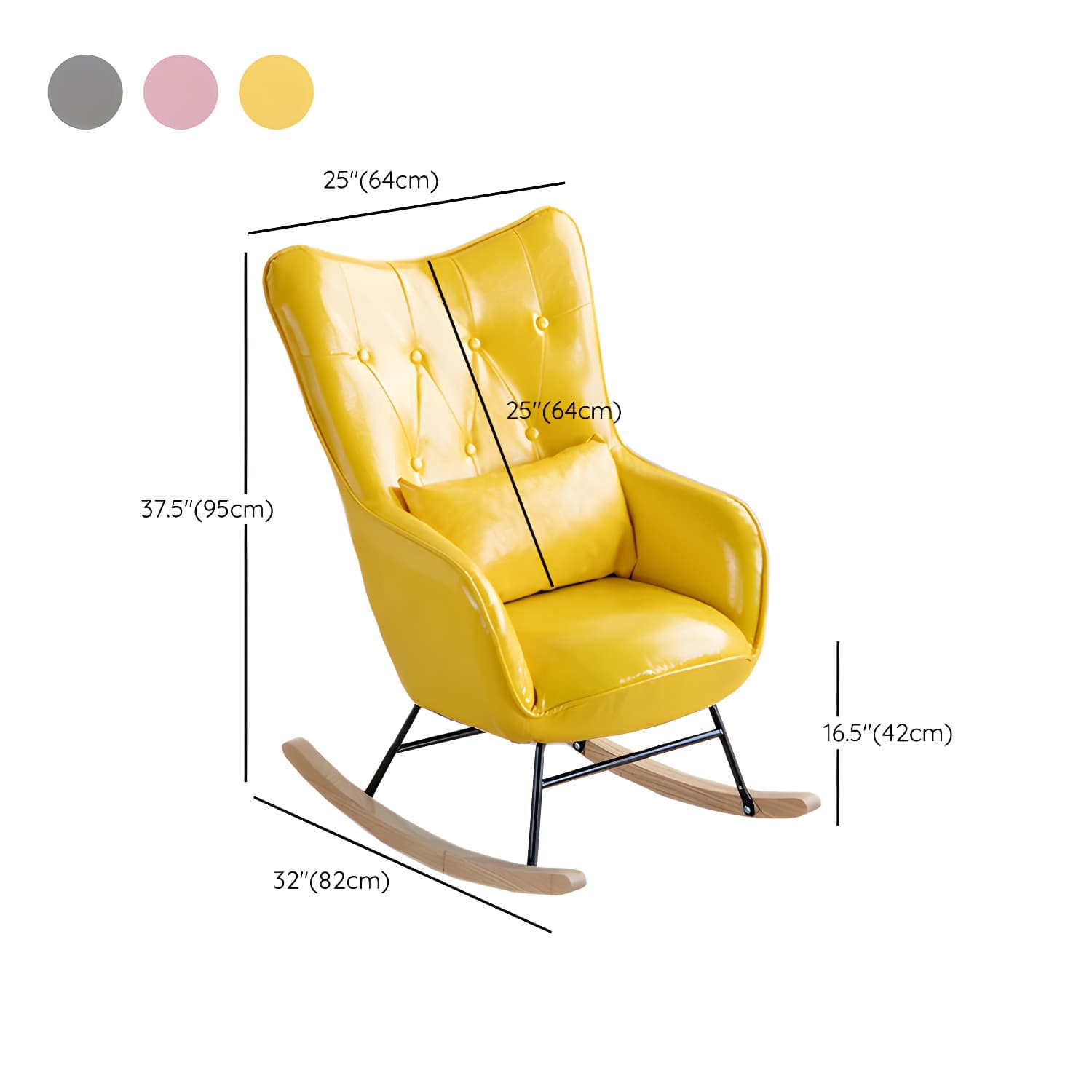 Stylish Modern Upholstered Rocking Chair with Natural Wood Legs and Tufted Back Cushion - image 20