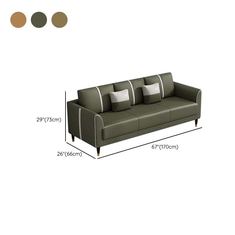 Trendy Scratch-durable Lime Green/Cocoa/Coffee Sofa Couch with Flared Arm, 3-Seater, 2 Pillows, and Wide Pillow Back - image 23