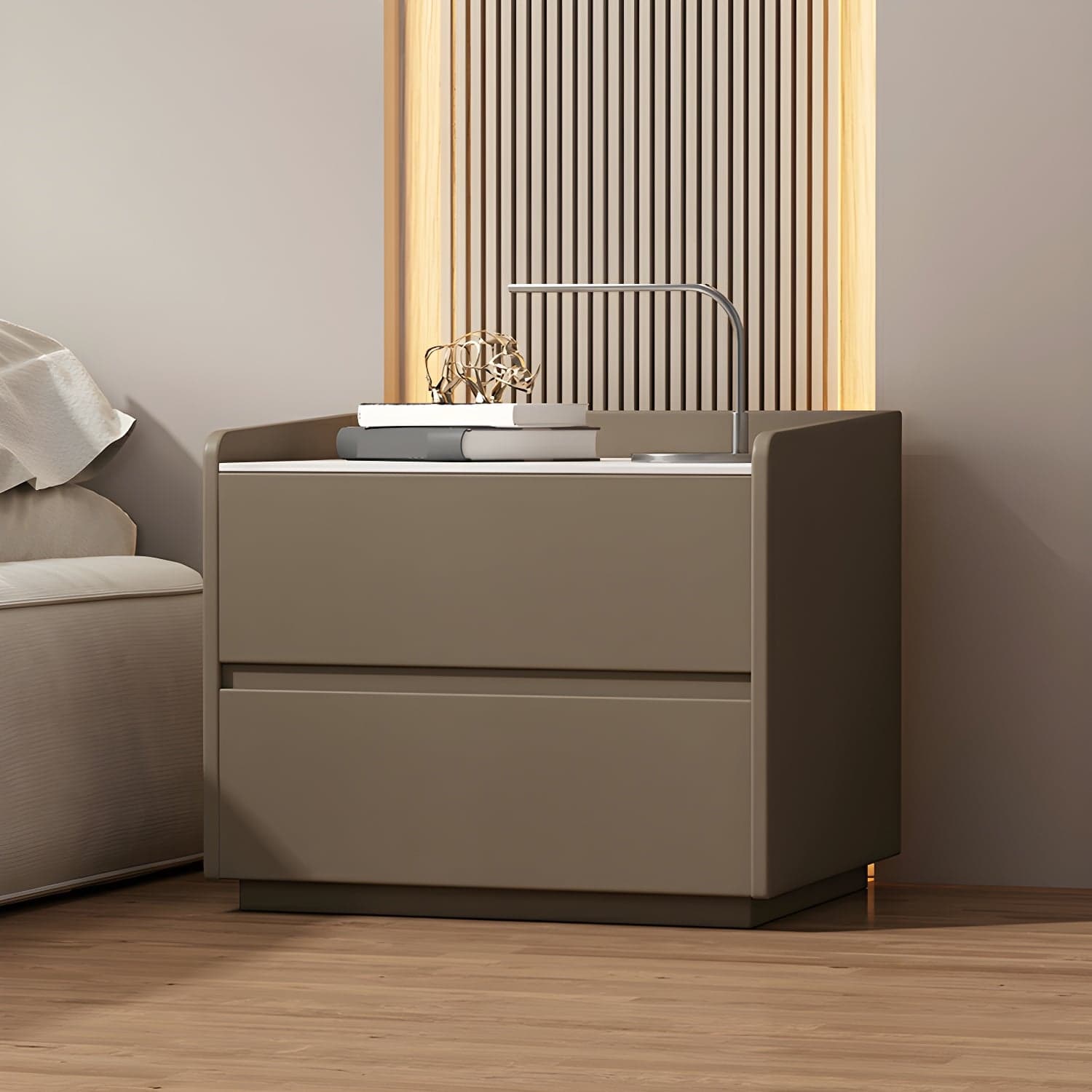 White Slate Countertop Nightstands Increase The Surrounding Height to Prevent Falling - image 8
