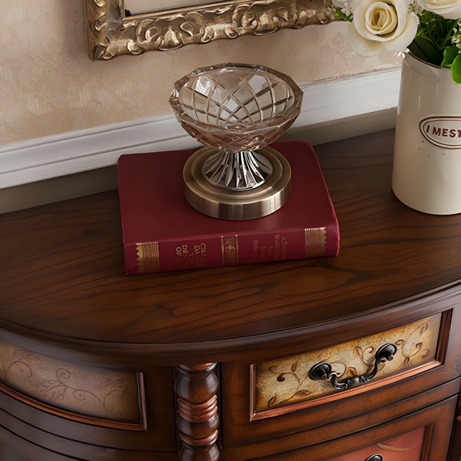 Industrial Bombe Accent Cabinet with Drawers and 2 Doors in Solid Wood - image 10