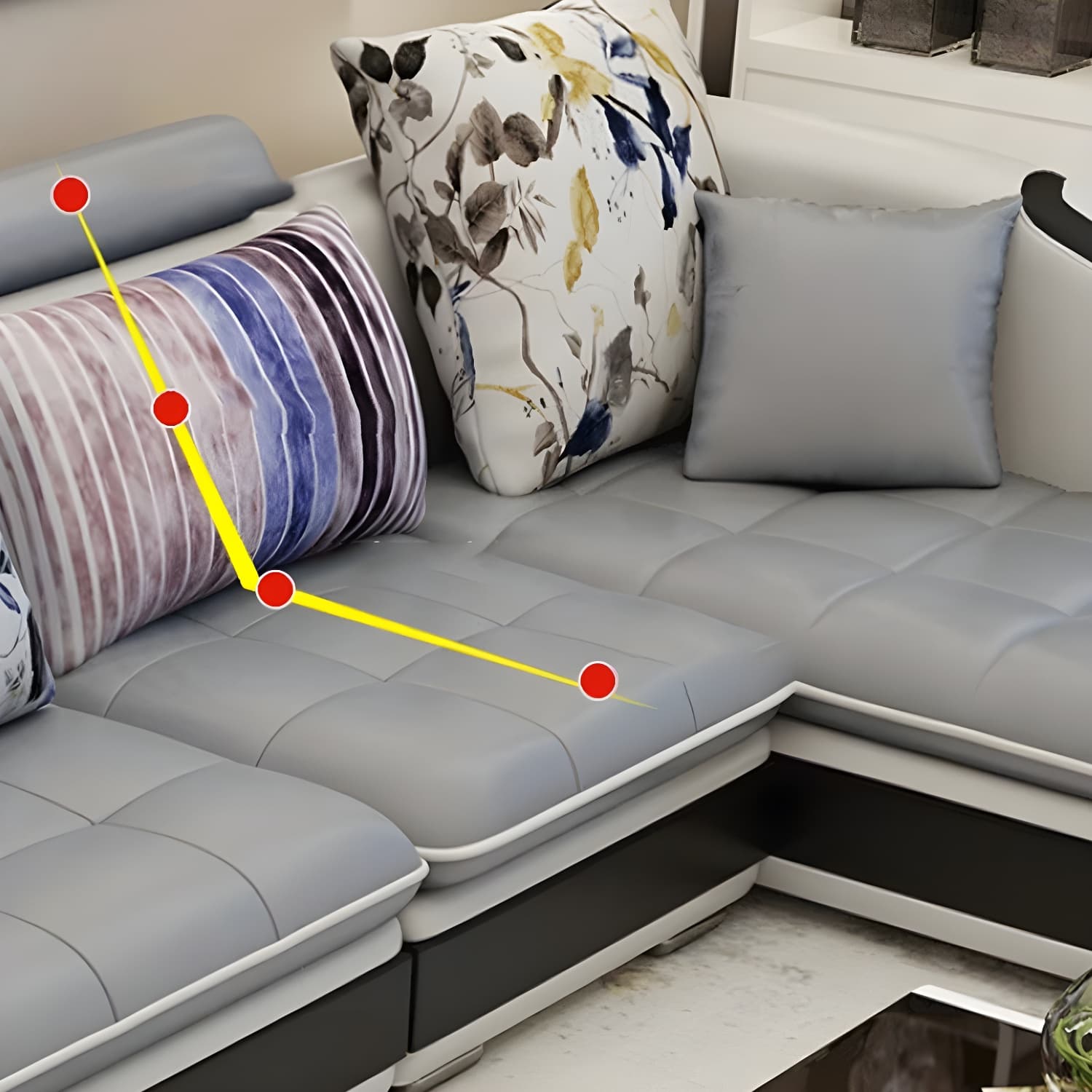 Modern Wood Frame L-Shaped Stationary Sofa Chaise in Tech Cloth with Pillow Back - image 15