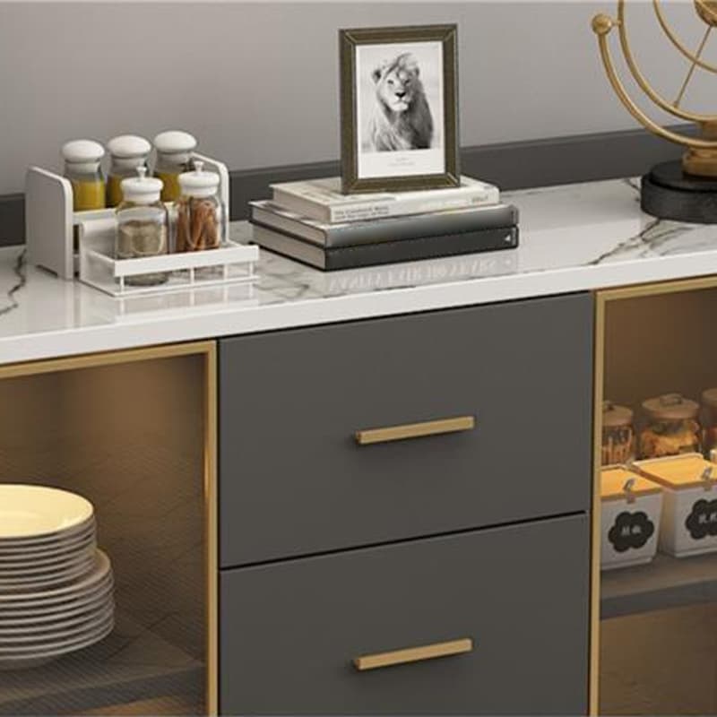 Glam Wood Sideboard with Glass Doors, Lighting Included, and Adjustable Shelves - image 11