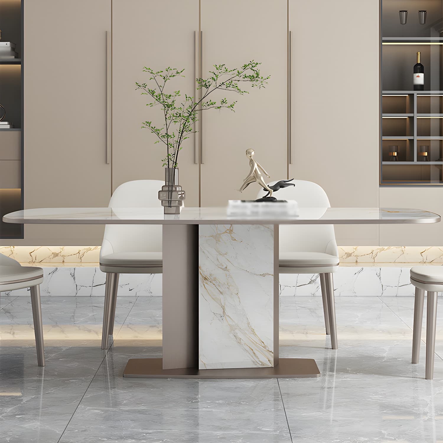 Luxury Sintered Stone Top Dining Set 1/2/5/6/7 Pieces Rectangle Dining Table with Chairs - image 10