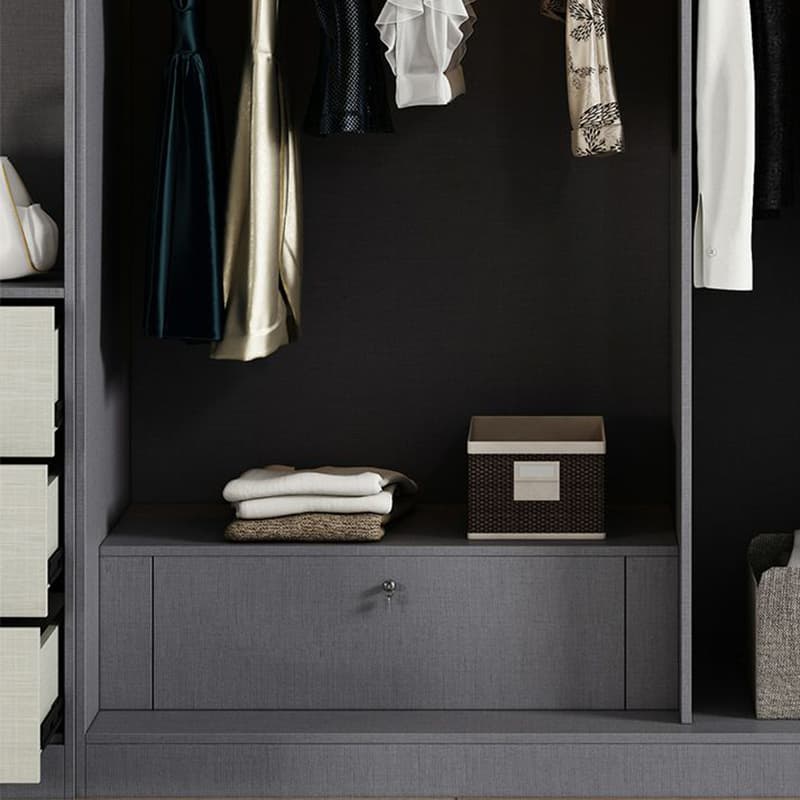 Contemporary Grey Wood Freestanding Cabinet Armoire with Lock, Interior Shelves & Soft Close Drawer - image 9