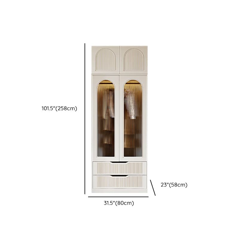 Chalk Composite Wood Cabinet Armoire with Soft Close Drawer, Specular Mirror, Soft Close Door, Interior Shelves, and Clothing Rod - image 17