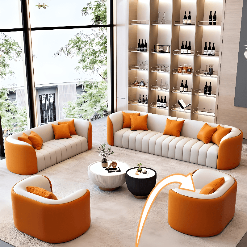 Trendy Grey/Ivory Solid Color 3-seater/for 2/1 Person Floor Sofa/Loveseat/Single Sofa with Tuxedo Arm for Sitting Room - image 5