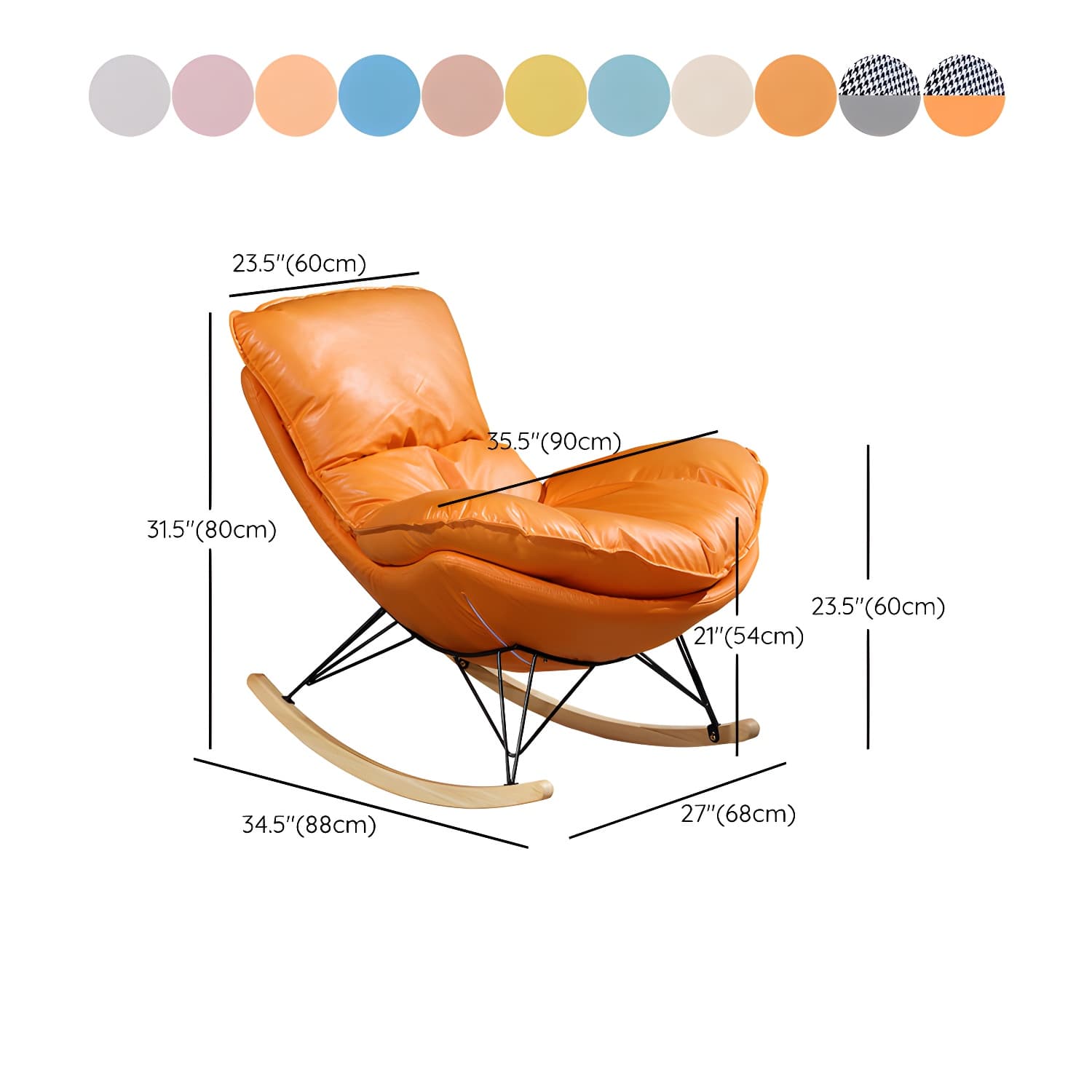 Modern Style Rocker Chair Metal Frame Dirt Resistant Spindle Upholstered Rocker Chair - image 17