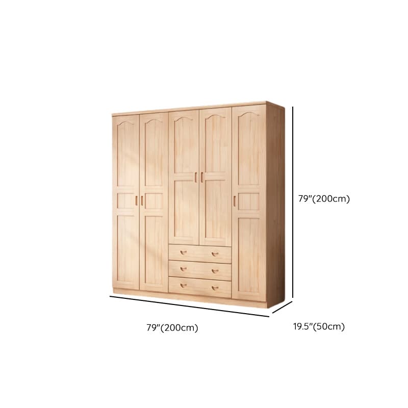 Modish Natural Color Reclaimed Wood Wardrobe Armoire with Soft Close Drawer, Soft Close Door - image 14