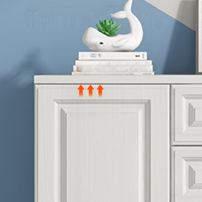 Modern Standalone Timber Utility Cabinet with Storage Drawer and Pull Bars in White - image 3