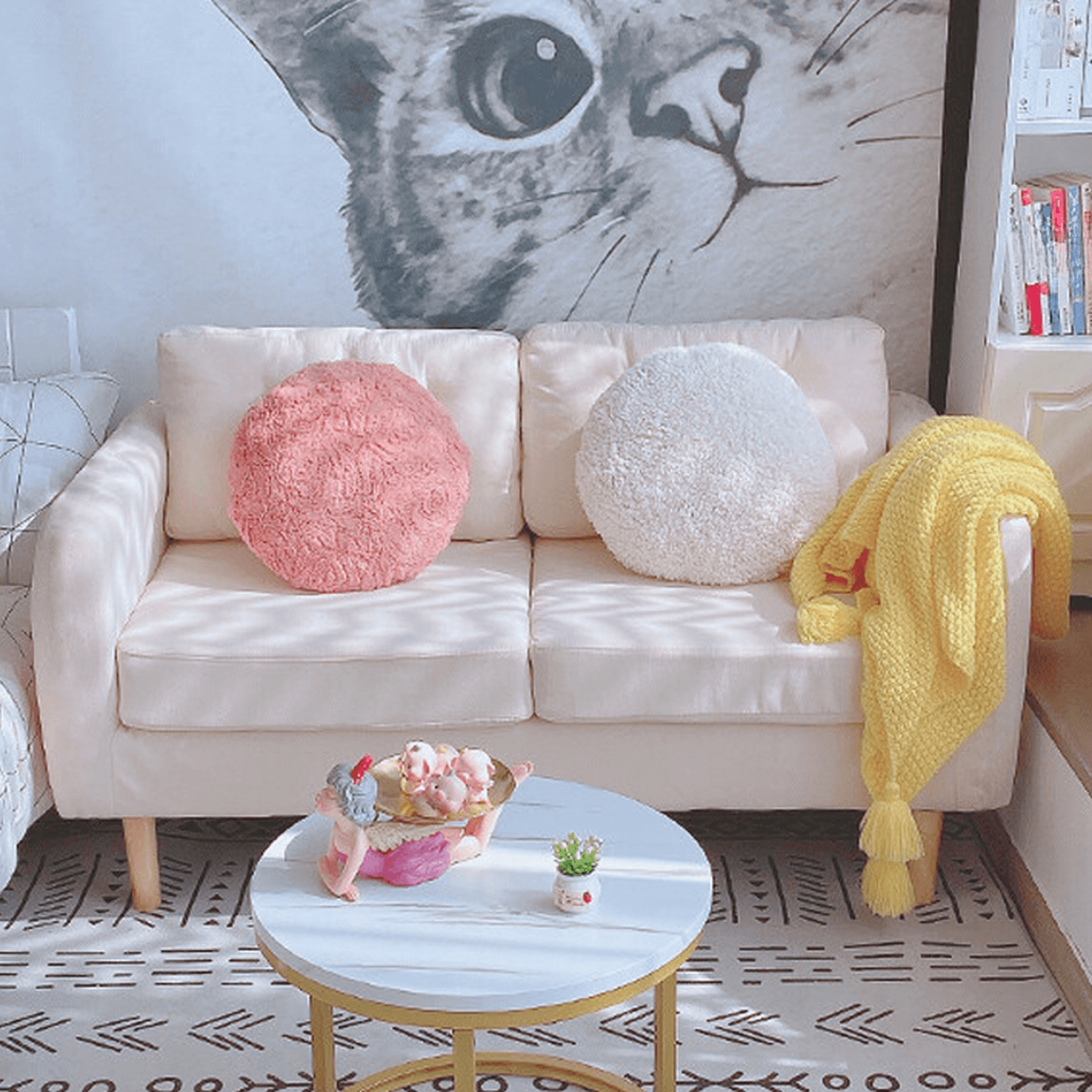 Cream/Dove Grey/Cerulean Loveseat with Slipcover, Wide Pillow Back, Receptacle and 2 Pillows - image 16