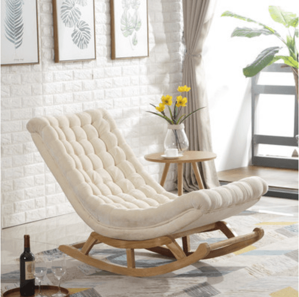 Cocoa/Azure/Olive Green Casual Rocking Chair Couch with Ottoman