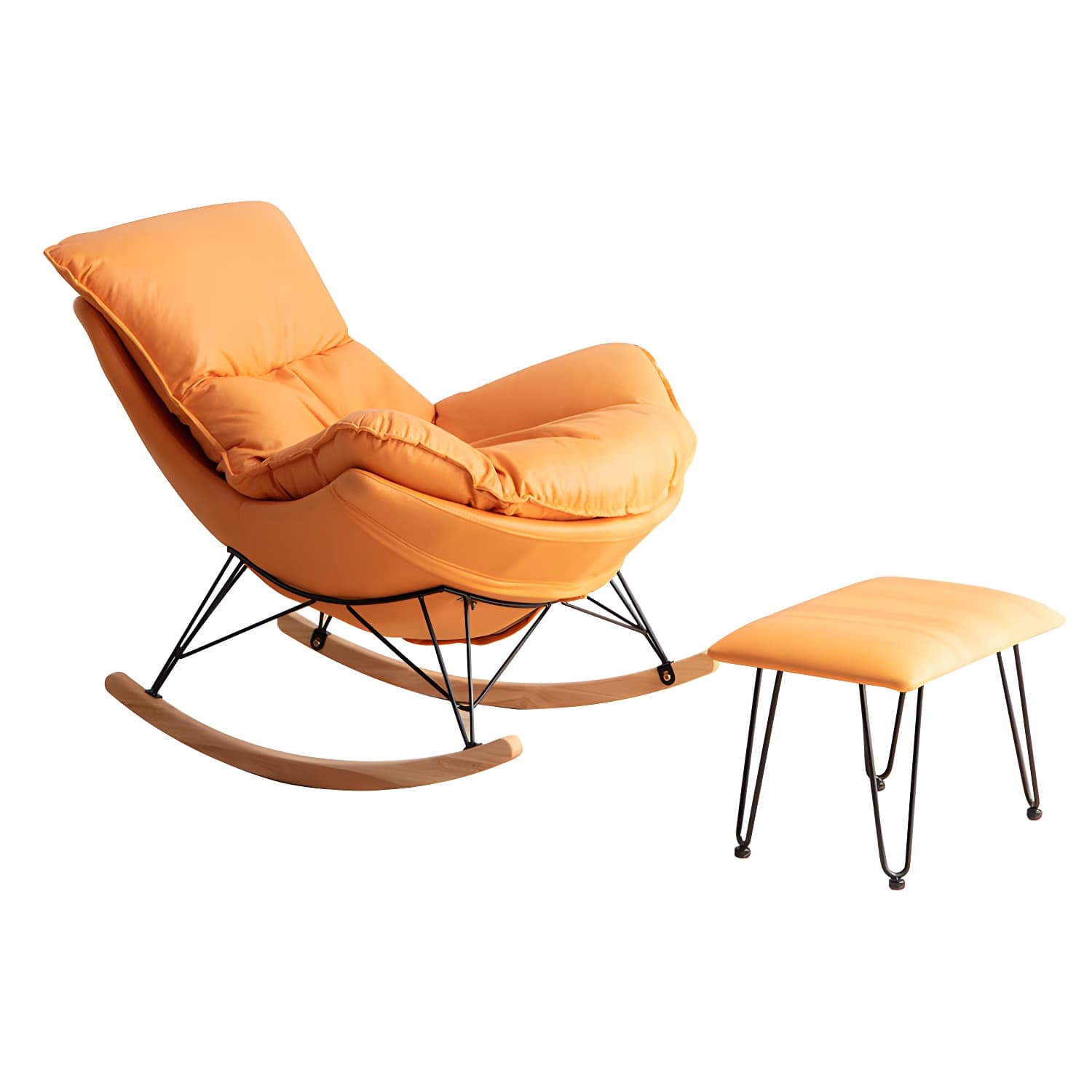 Rocking Chair Fabric Houndstooth Scratch Resistant Rocking Chair with Ottoman - image 12