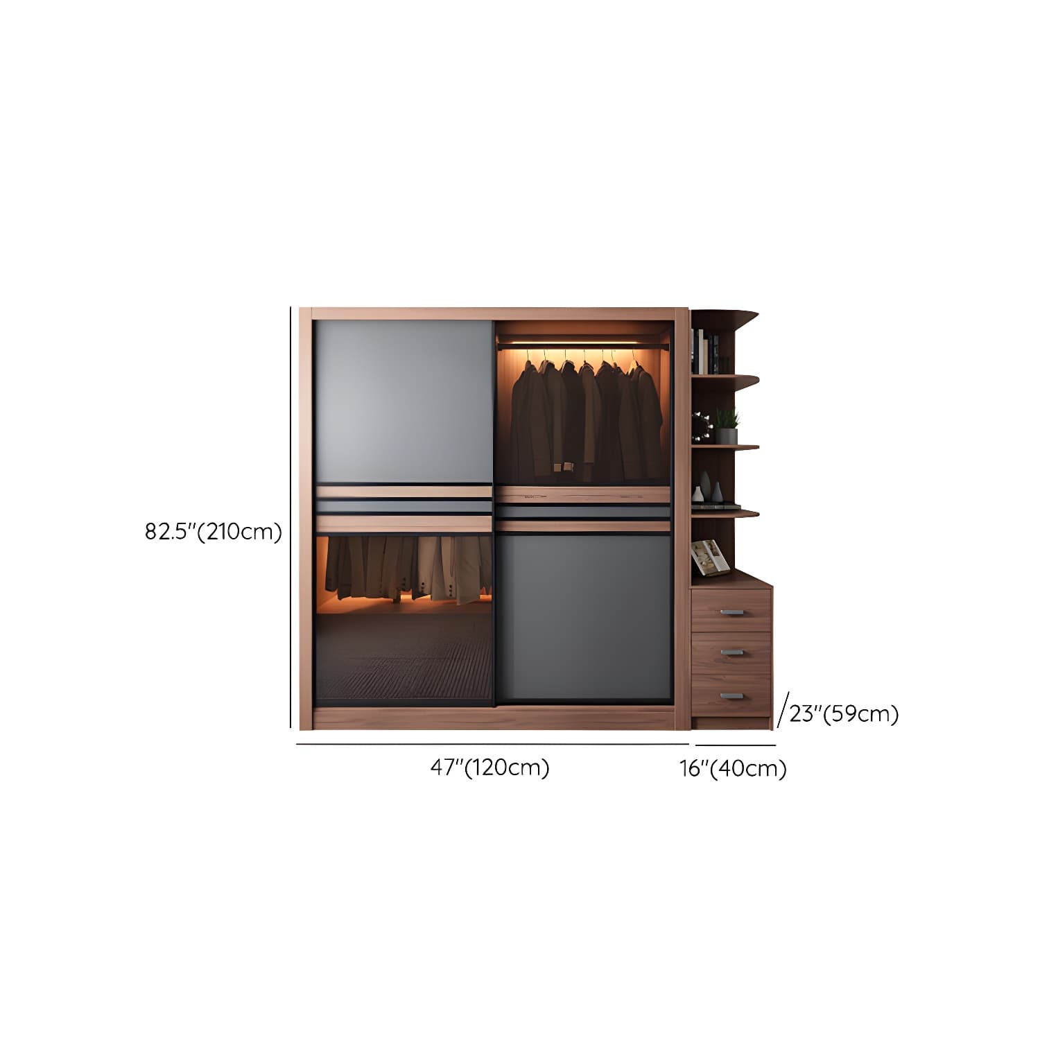 Brown Engineered Wood Wardrobe Armoire Modern Wardrobe Closet - image 26