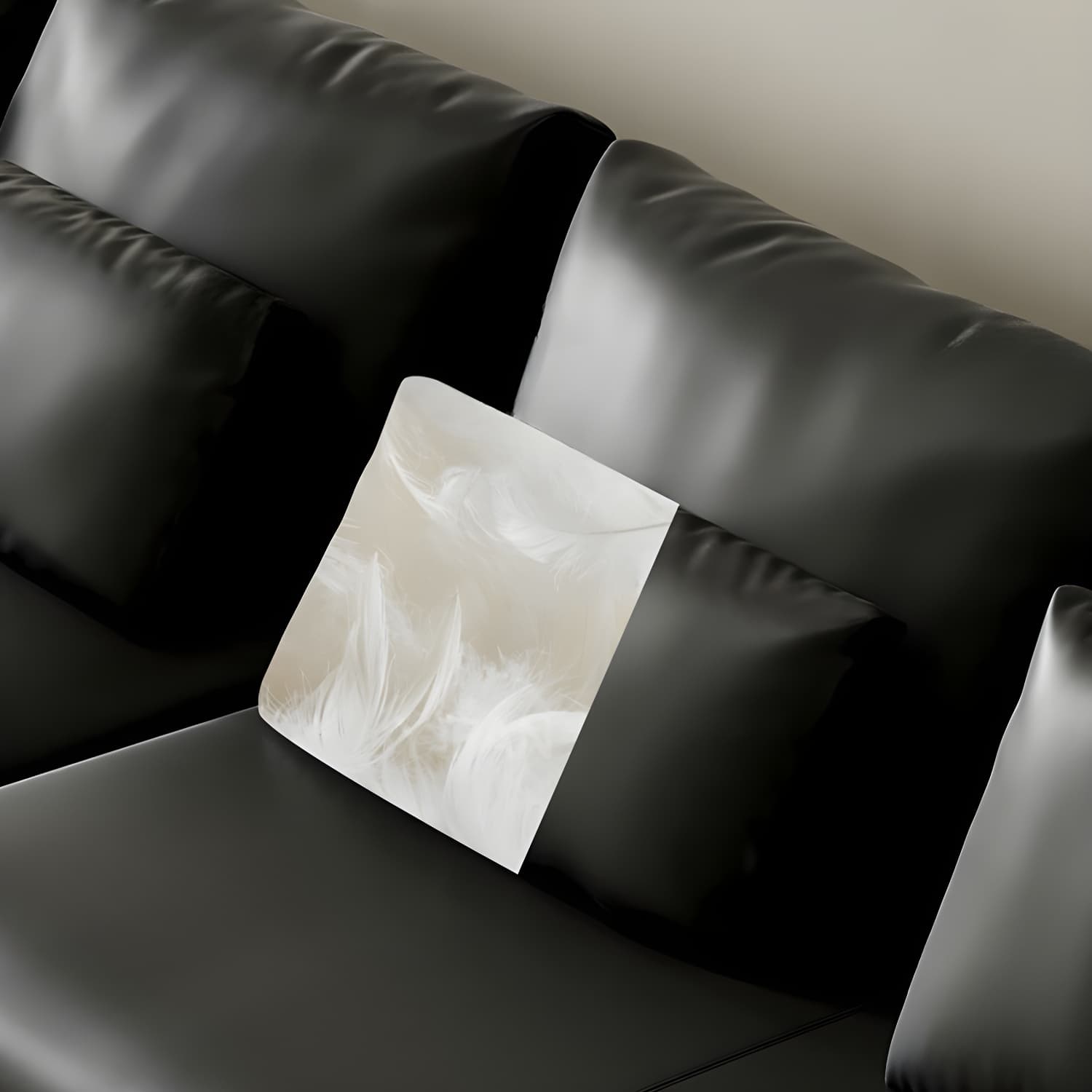Modern Genuine Leather Sectional Sofa in Black with Recessed Arm - image 6