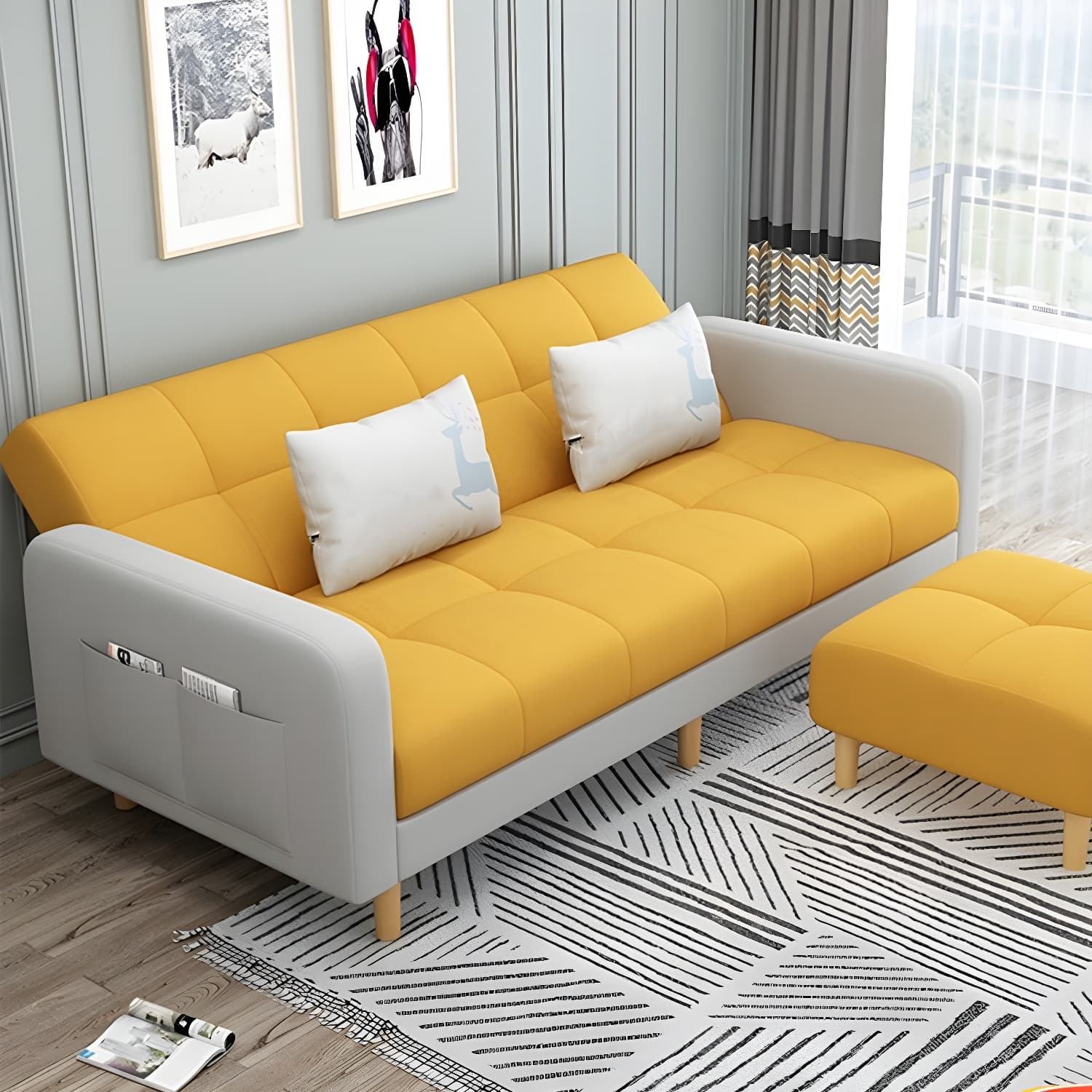 Convertible Biscuit Back Sofa Bed 32.28"High Square Arm Sofa for Apartment - image 15