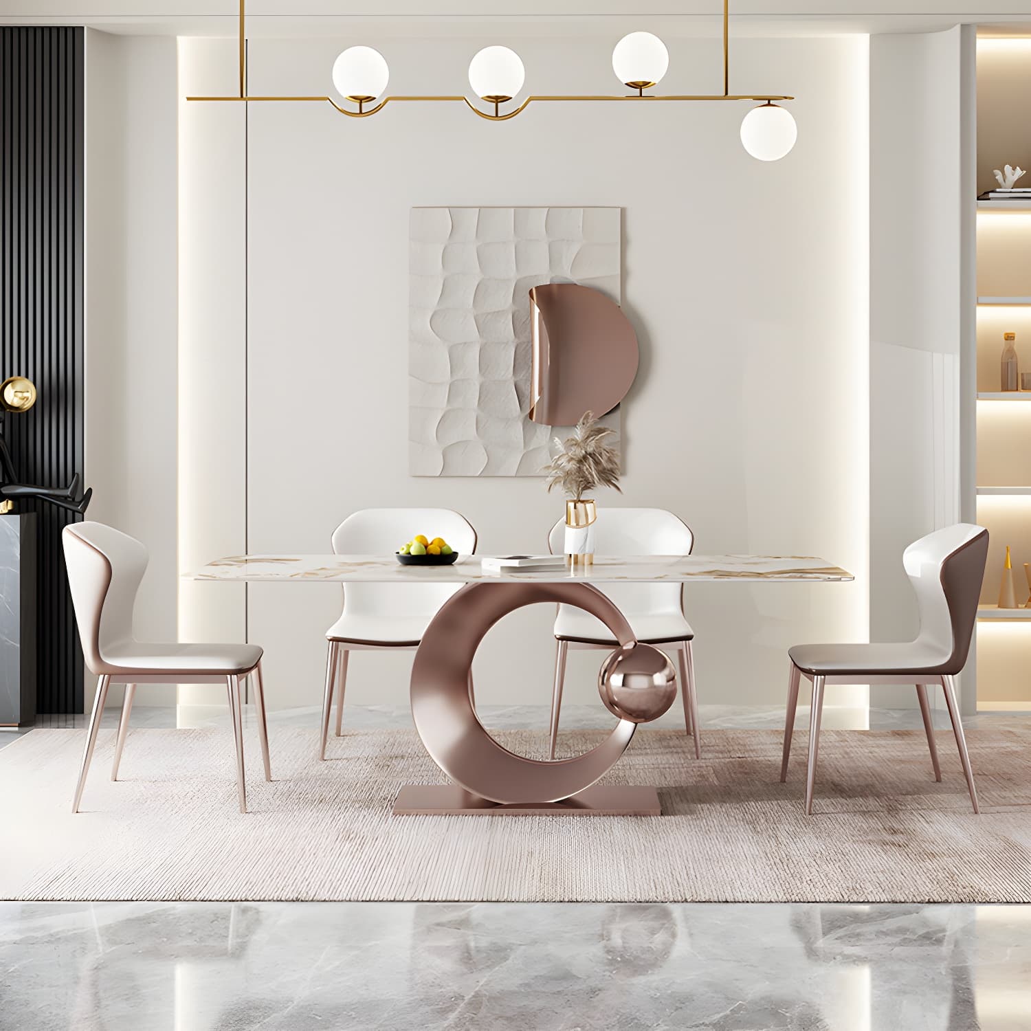 Modern Style Sintered Stone Dining Table Set 1/4/5/7/9 Pieces Dining Set for Home Use