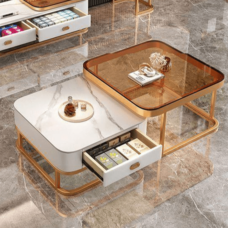 Square Double Nesting Accent Table with Framework Base for Home - image 13