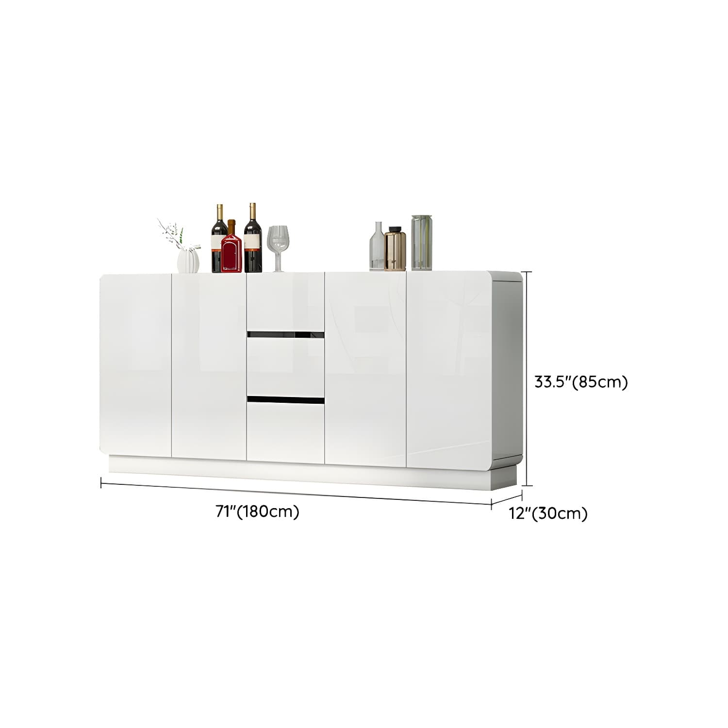 White Modern Sideboard Credenza with Adjustable Shelving and 3 Drawers - image 22