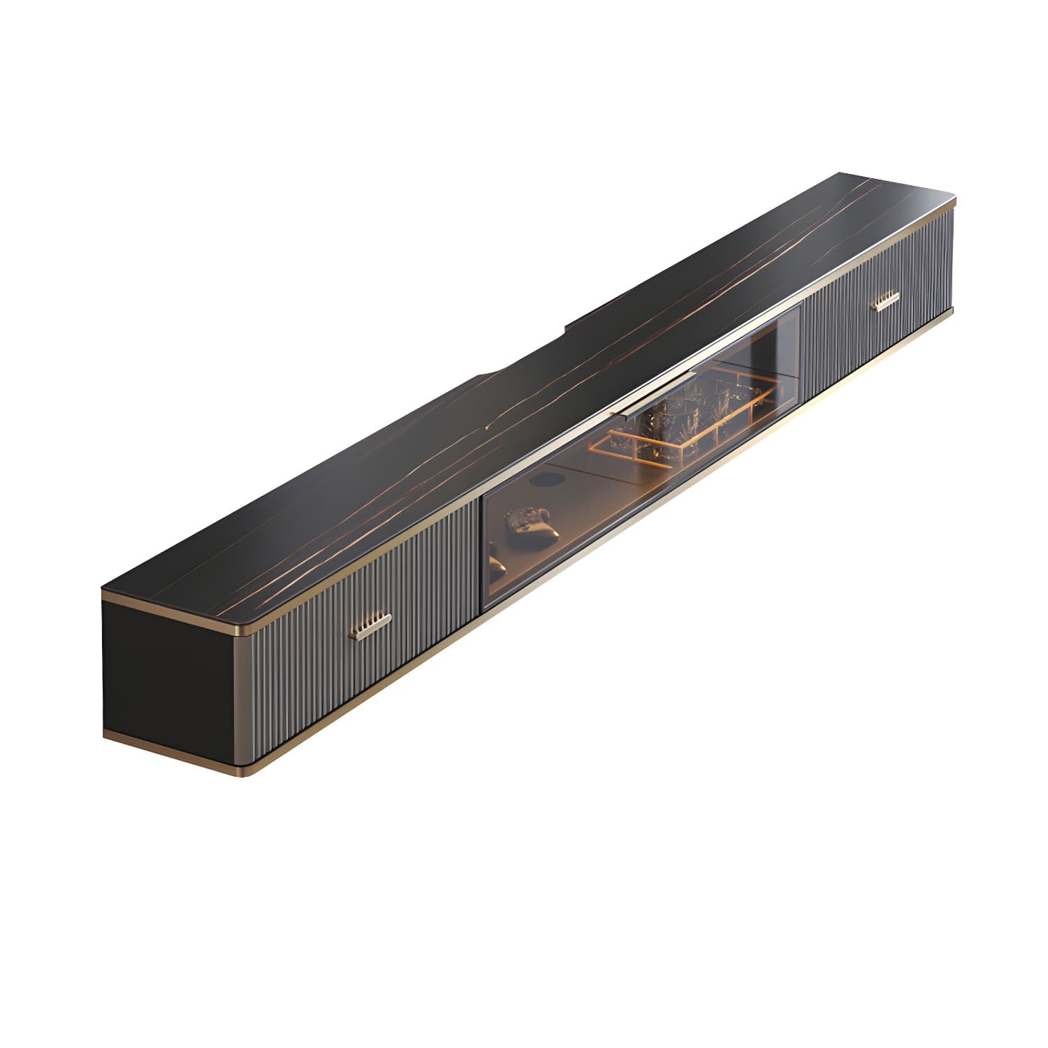 Glam Stone Wall-mounted TV Stand 2 Drawers and 1-Door TV Cabinet - image 8