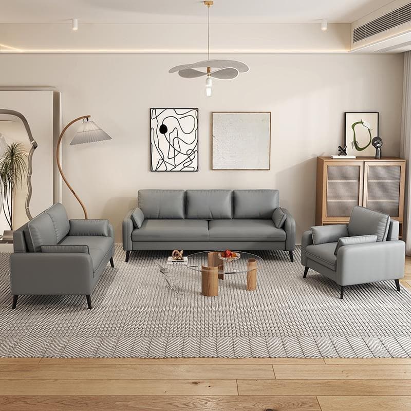 Simple Solid Color Blue/Grey/Orange Sofa with Pillow Back & Square Arm Living Spaces, Scratch Resistant - image 9