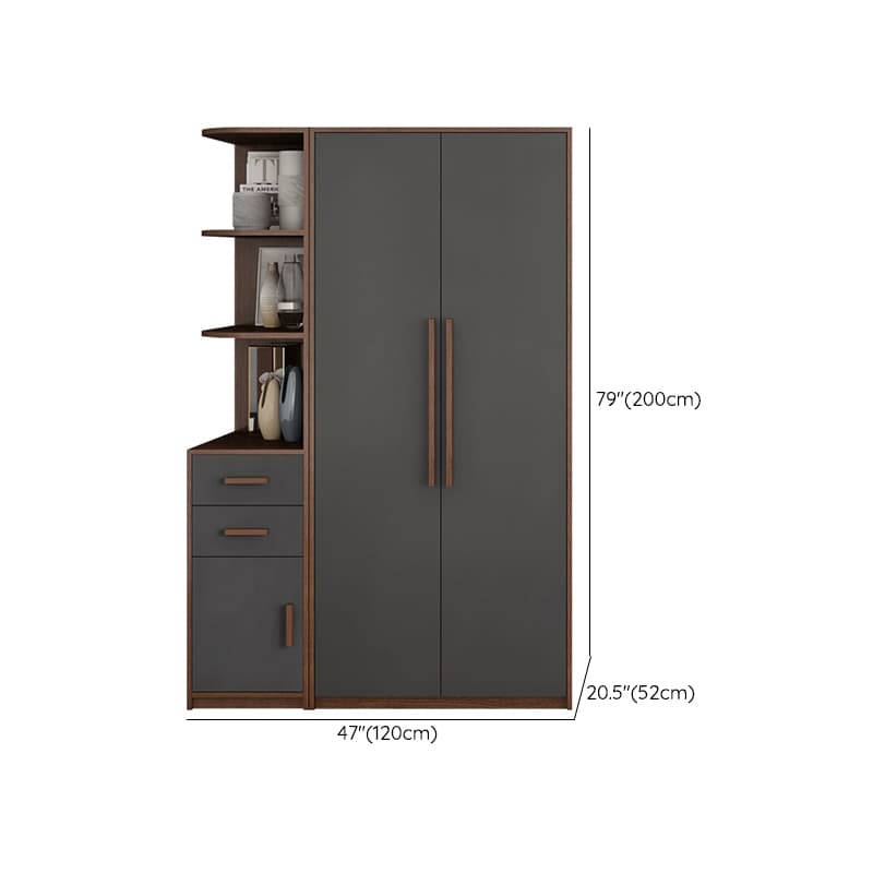 Traditional Wood Wardrobe Armoire with Drawers, Shelves, and Clothing Rod - image 11