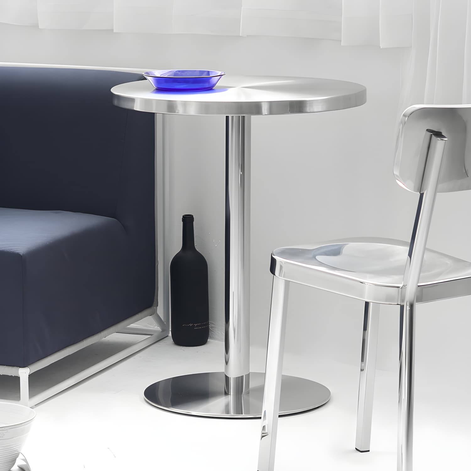Industrial Dining Room Table Stainless Steel Table with Pedestal Table for Home Kitchen Dinner - image 11