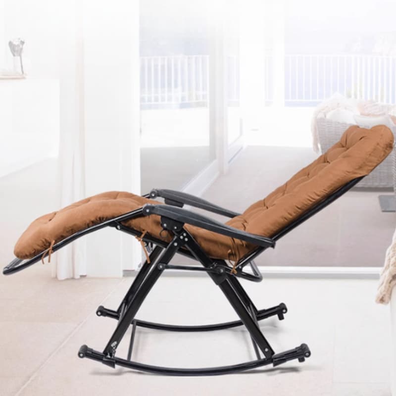 Simplistic Stain Resistant Metal Cushioned Rocking Accent Chair with Round Arm - image 11