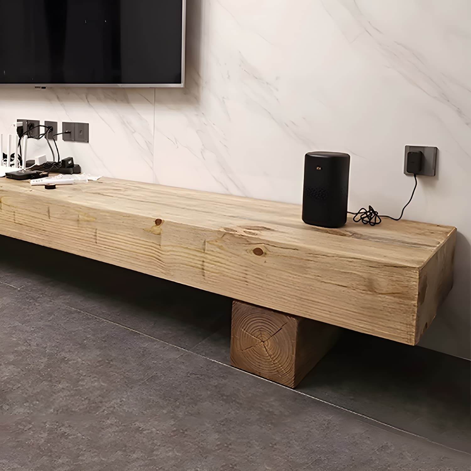 Scandinavian Natural TV Stand Console in Pine Wood - 15.7" H - image 6