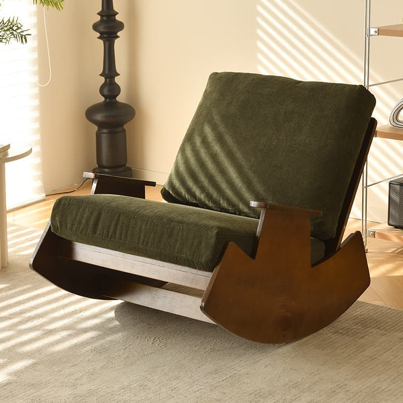 Modern Simple Style White/Lime Green/Grey Upholstered Cushioned Living Room Rocking Chair - image 21