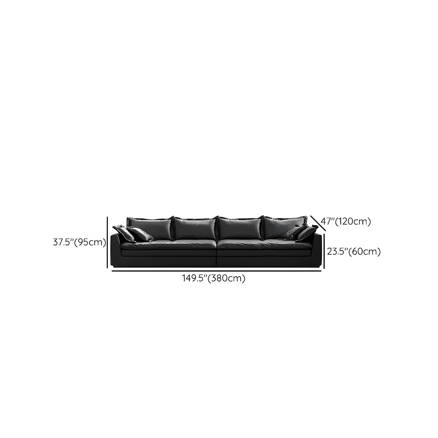 Modern Black Stationary Sectional Sofa with Wood Frame and Tech Cloth Upholstery - image 19